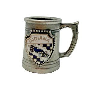 Vintage Indiana Indy Race Car Pewter Thimble Tankard Mug Shape 1”